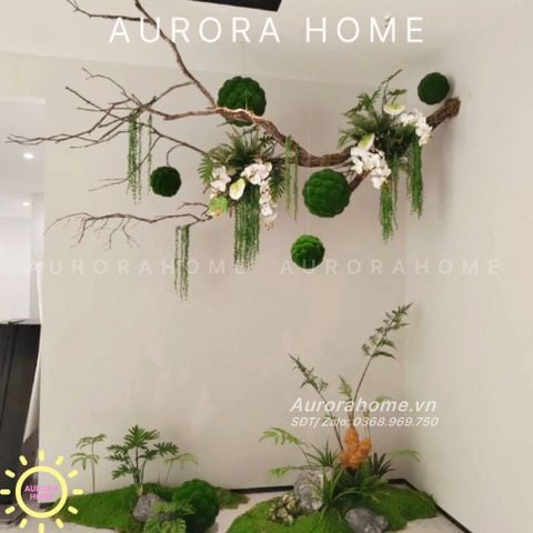 Set tiểu cảnh cây hoa giả decor treo trần sang trọng