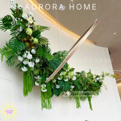 Dãy hoa giả rủ thả treo decor sảnh