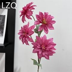 Hoa giả cao cấp Cành thược dược Meka 4 bông 70cm