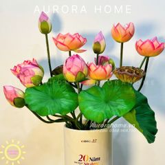Bình hoa sen giả tông hồng mềm mại