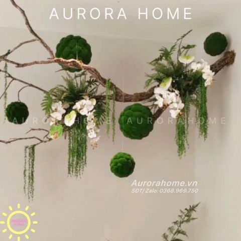 Set tiểu cảnh cây hoa giả decor treo trần sang trọng