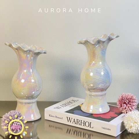 Bình cắm hoa men xà cứ White Lady