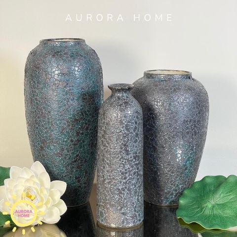 Bình gốm cổ men sôi Nghệ Nhân (Bộ Bình Bầu)