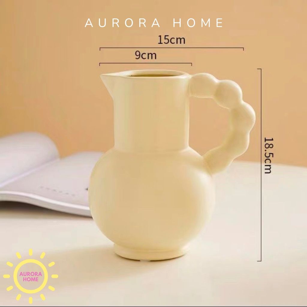 Bình gốm decor có quai Hixana
