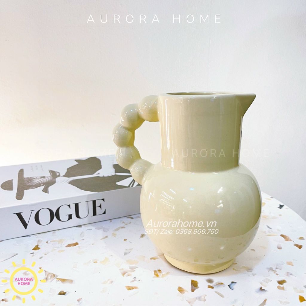 Bình gốm decor có quai Hixana