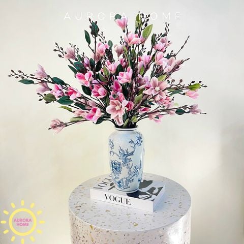 Hoa giả cao cấp Cành hoa mộc lan Poly 3D cao cấp
