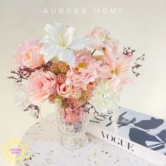 Bình hoa giả để bàn Pink Ladi sang trọng