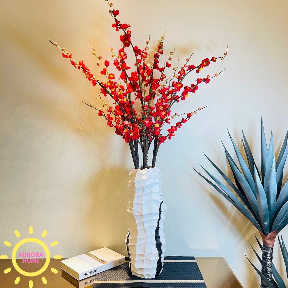 Bình hoa đào lụa cắm sẵn cao cấp Spring Fana