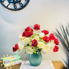 Bình hoa hồng lụa cắm sẵn cao cấp Fred Lands