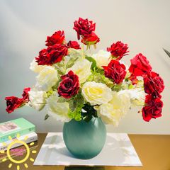 Bình hoa hồng lụa cắm sẵn cao cấp Fred Lands