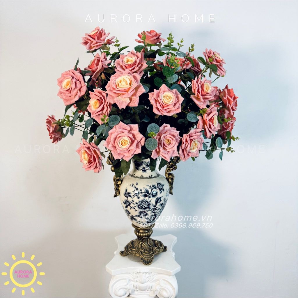 Bình hoa lụa cắm sẵn Rosy Rosy