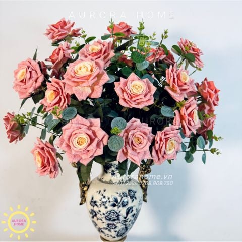 Bình hoa lụa cắm sẵn Rosy Rosy