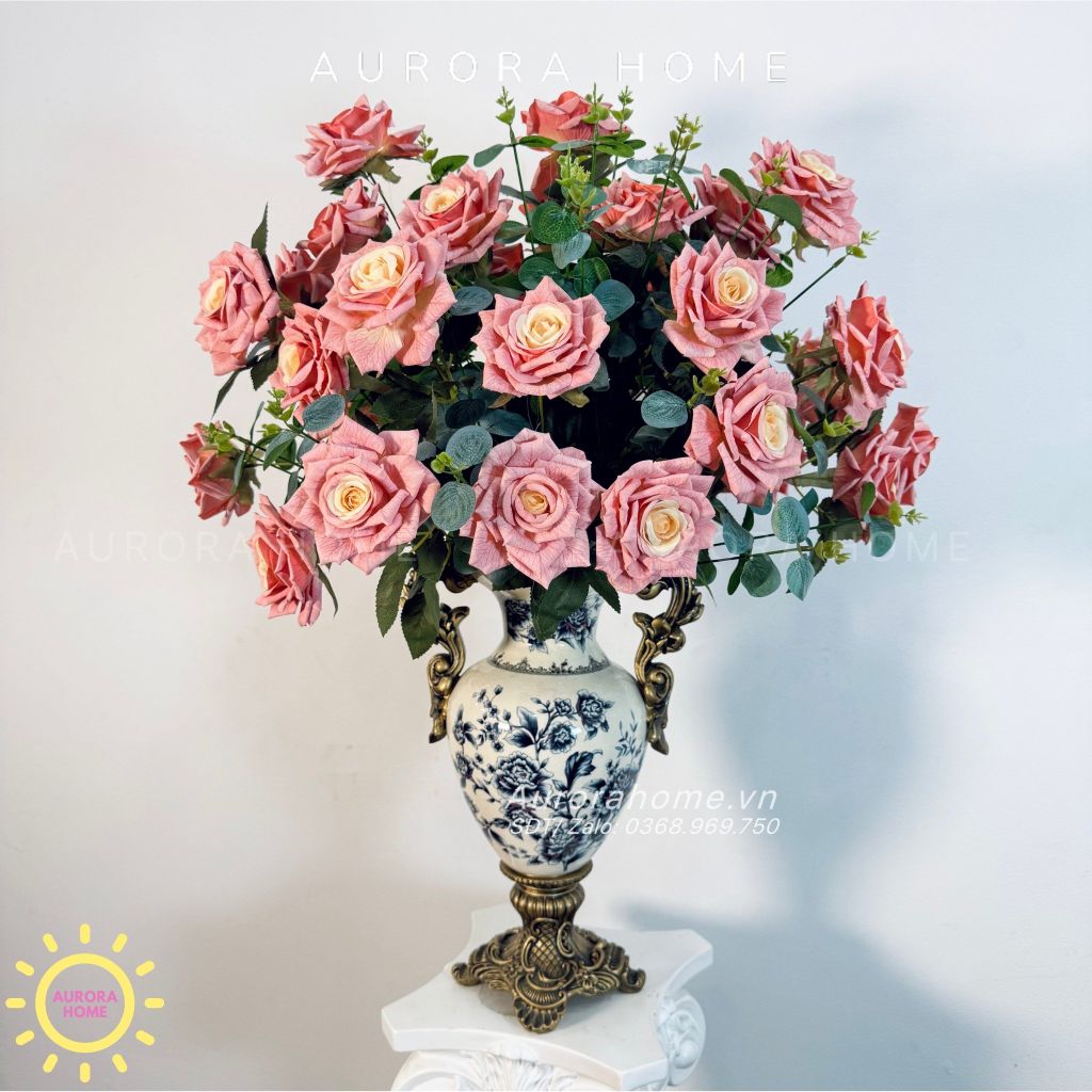 Bình hoa lụa cắm sẵn Rosy Rosy