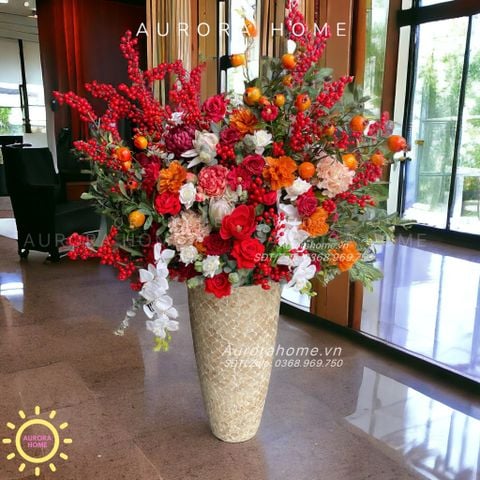Bình hoa đại sảnh khổng lồ Red Luxury Flowers