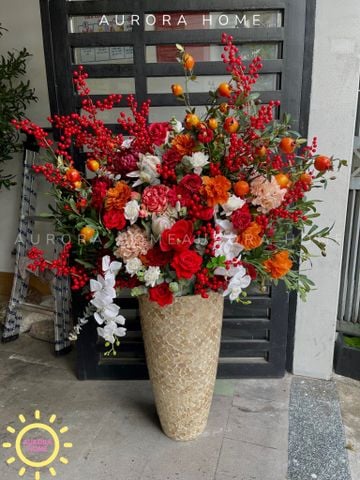 Bình hoa đại sảnh khổng lồ Red Luxury Flowers