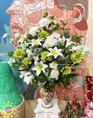 Bình hoa lụa cắm sẵn White Beauty sang trọng