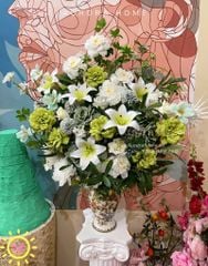 Bình hoa lụa cắm sẵn White Beauty sang trọng