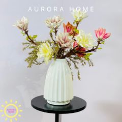 Bình hoa mộc lan giả để bàn cao cấp White Lamie