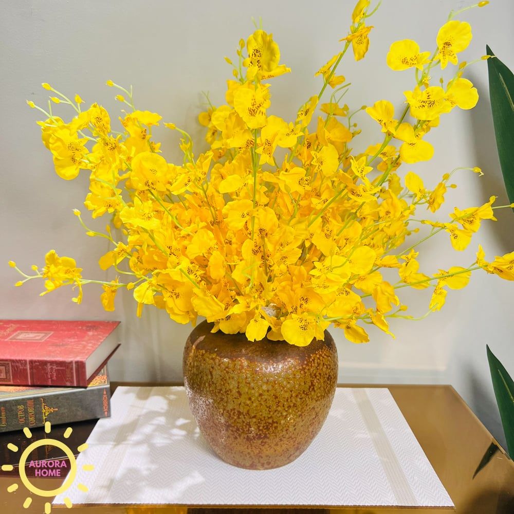 Bình hoa lụa cắm sẵn Lan vũ nữ Mamaliam
