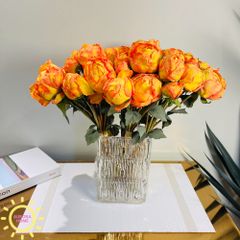 Bình hoa giả để bàn mẫu đơn Tendis sắc cam