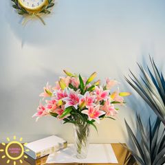 Bình hoa giả cắm sẵn Ly Hồng Vasca