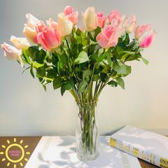 Bình hoa giả cắm sẵn hồng Princess Rose