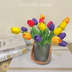 Bình hoa giả Tulip cao su để bàn