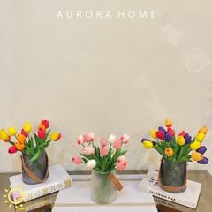 Bình hoa giả Tulip cao su để bàn