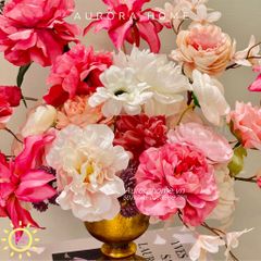 Bình hoa lụa cao cấp Pink Lovely tông hồng cổ điển