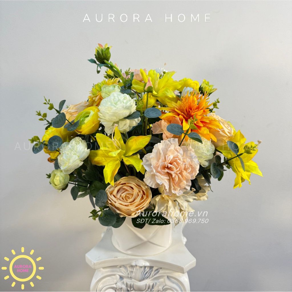Bình hoa giả Yellow Mary tông cổ điển