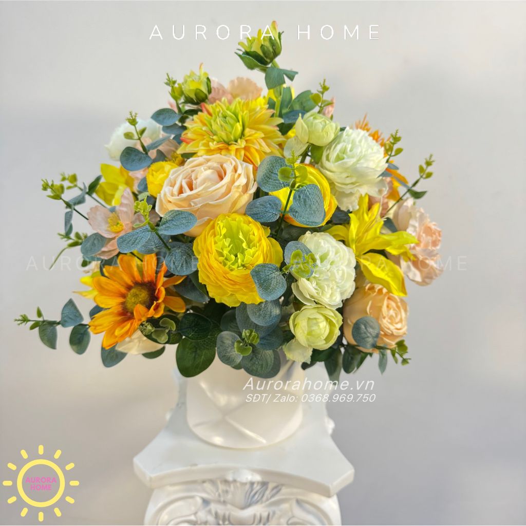 Bình hoa giả Yellow Mary tông cổ điển