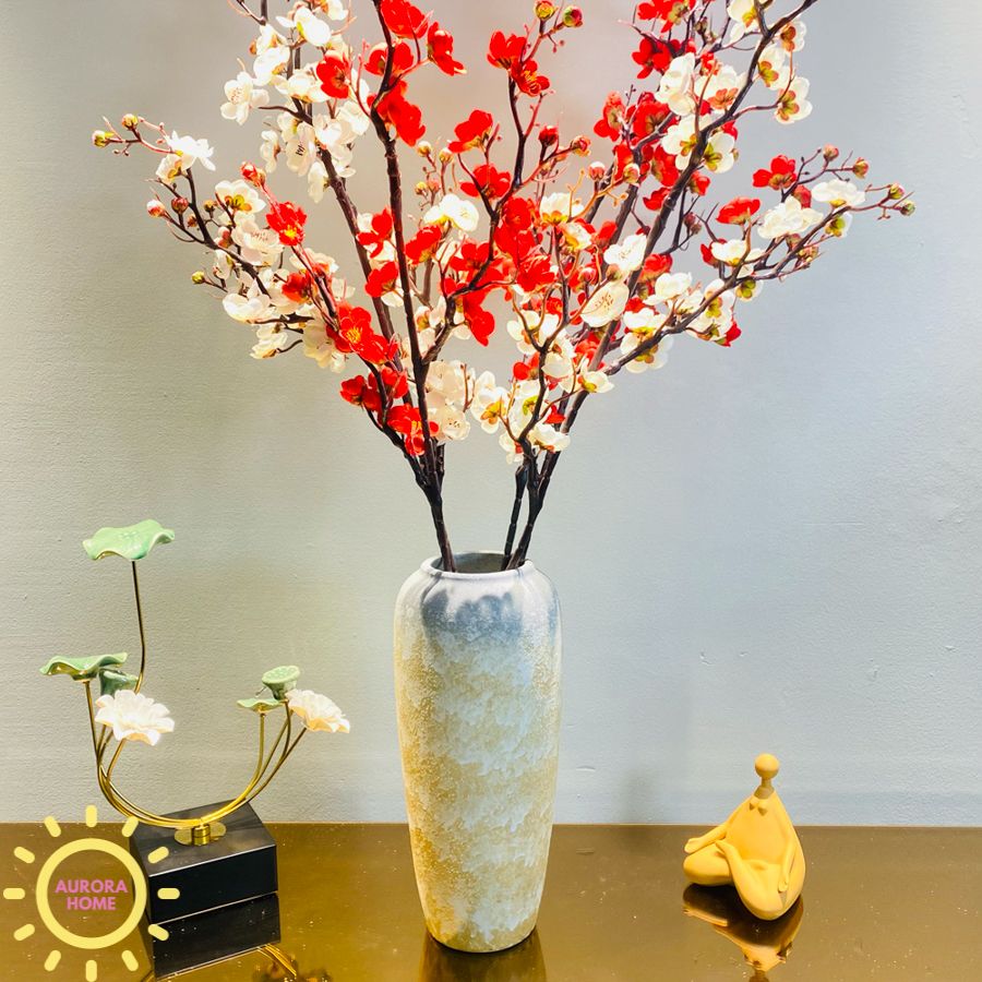 Bình hoa đào giả để bàn trang trí Tết