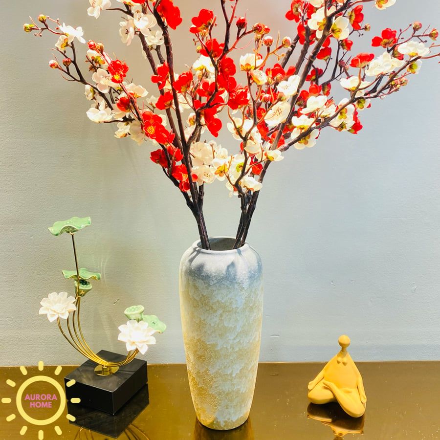 Bình hoa đào giả để bàn trang trí Tết