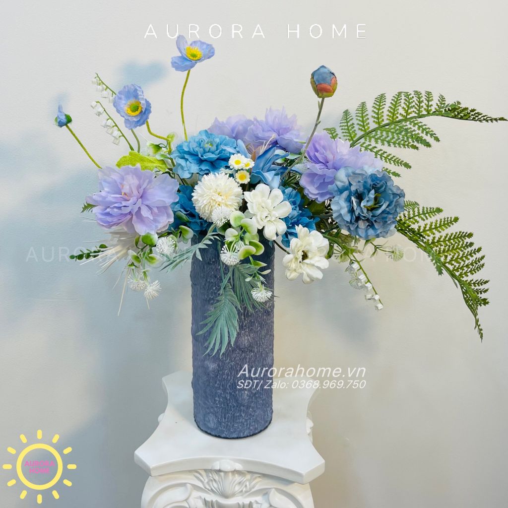 Bình hoa lụa cao cấp Blue in Heaven