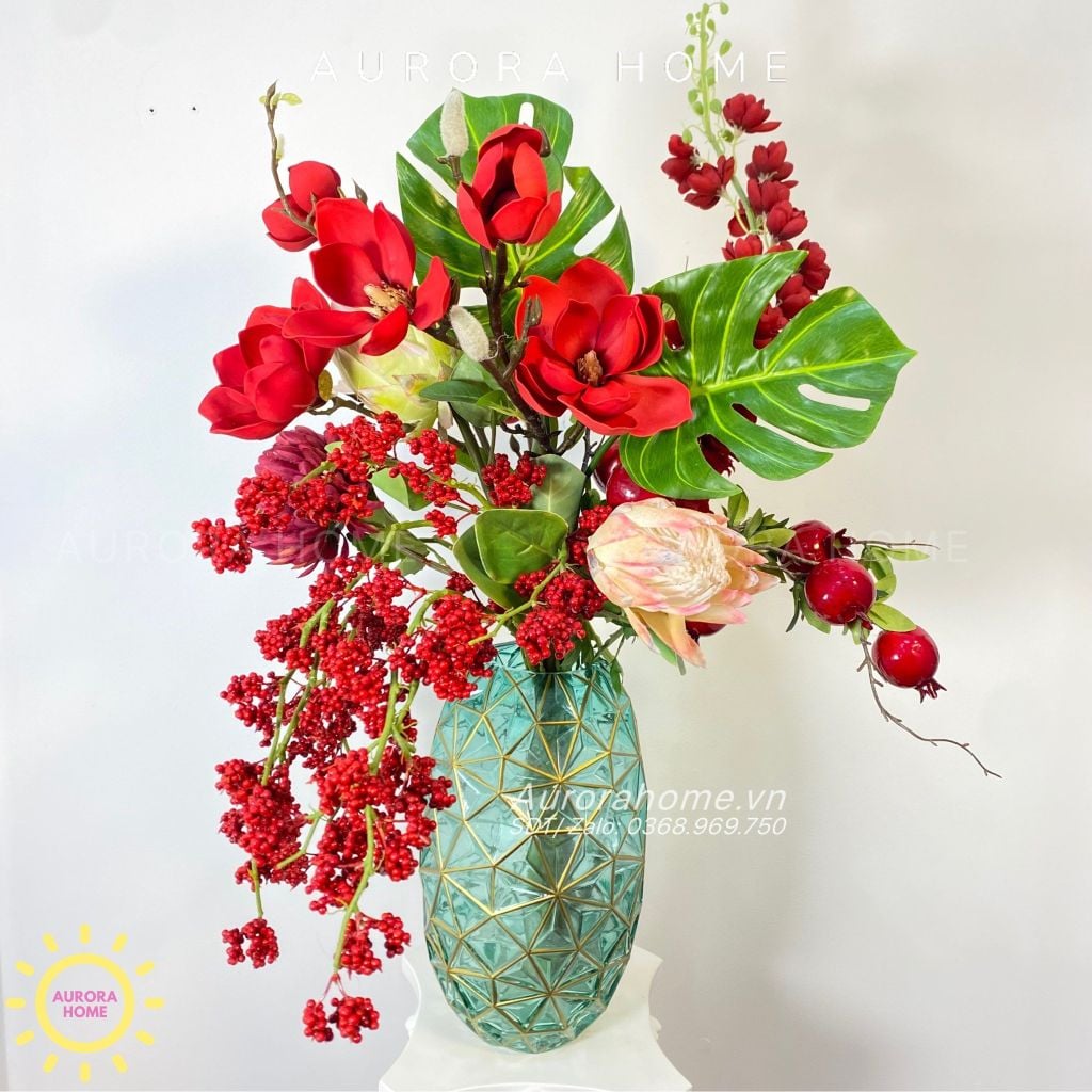 Bình hoa lụa cao cấp Jocelyn