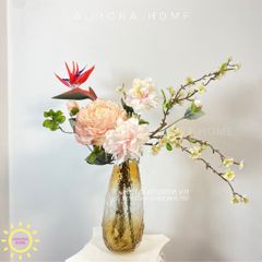 Bình hoa lụa cao cấp Pink Aries