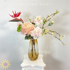 Bình hoa lụa cao cấp Pink Aries
