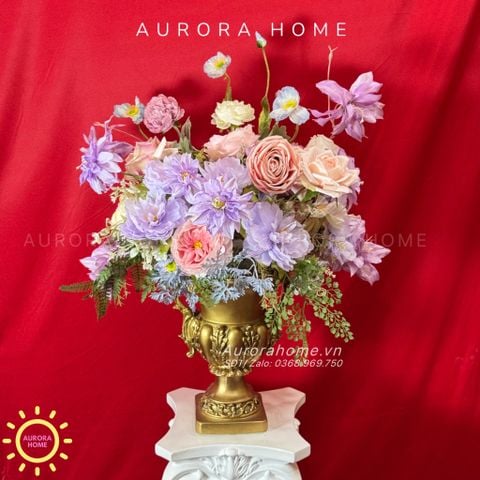 Bình hoa lụa cắm sẵn Anna Royal Princess tông hoàng gia châu Âu