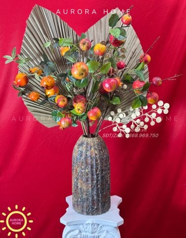 Bình hoa lụa cao cấp Đào Mộng trang trí tết