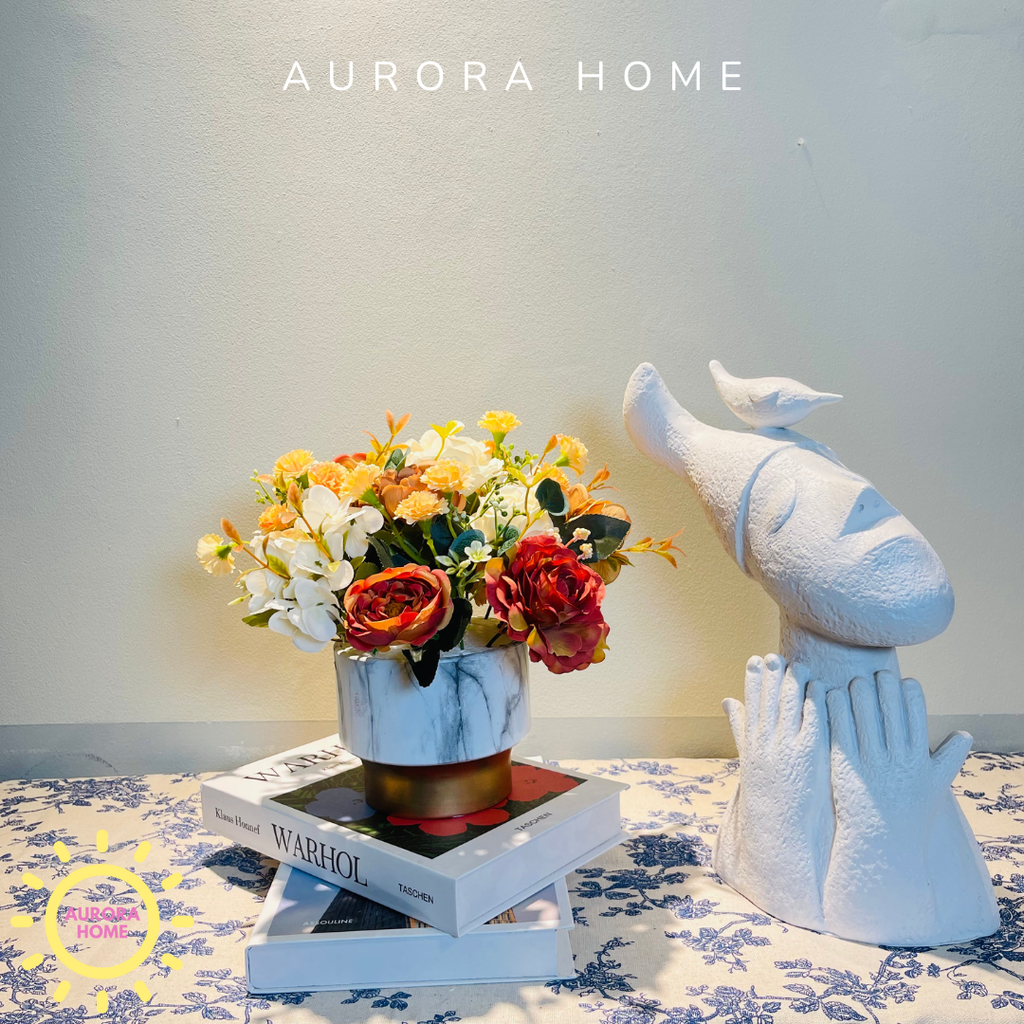 Bình hoa hồng lụa mini Rossie để bàn