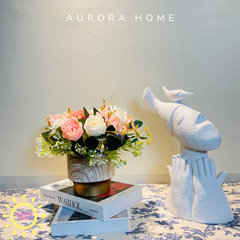 Bình hoa hồng lụa mini Rossie để bàn