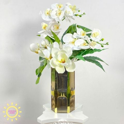 Bình hoa mộc lan tông trắng sang trọng