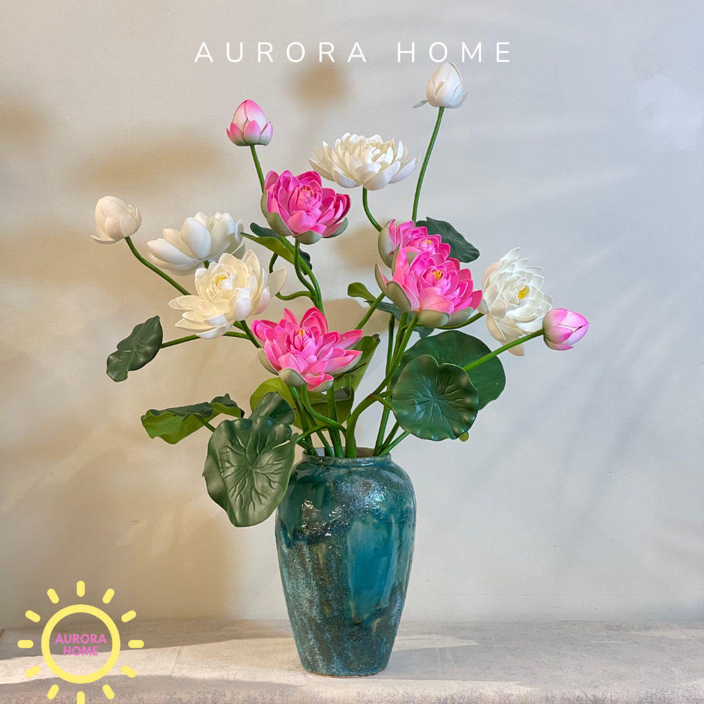 Bình hoa sen Liên Hương giả cao cấp để bàn