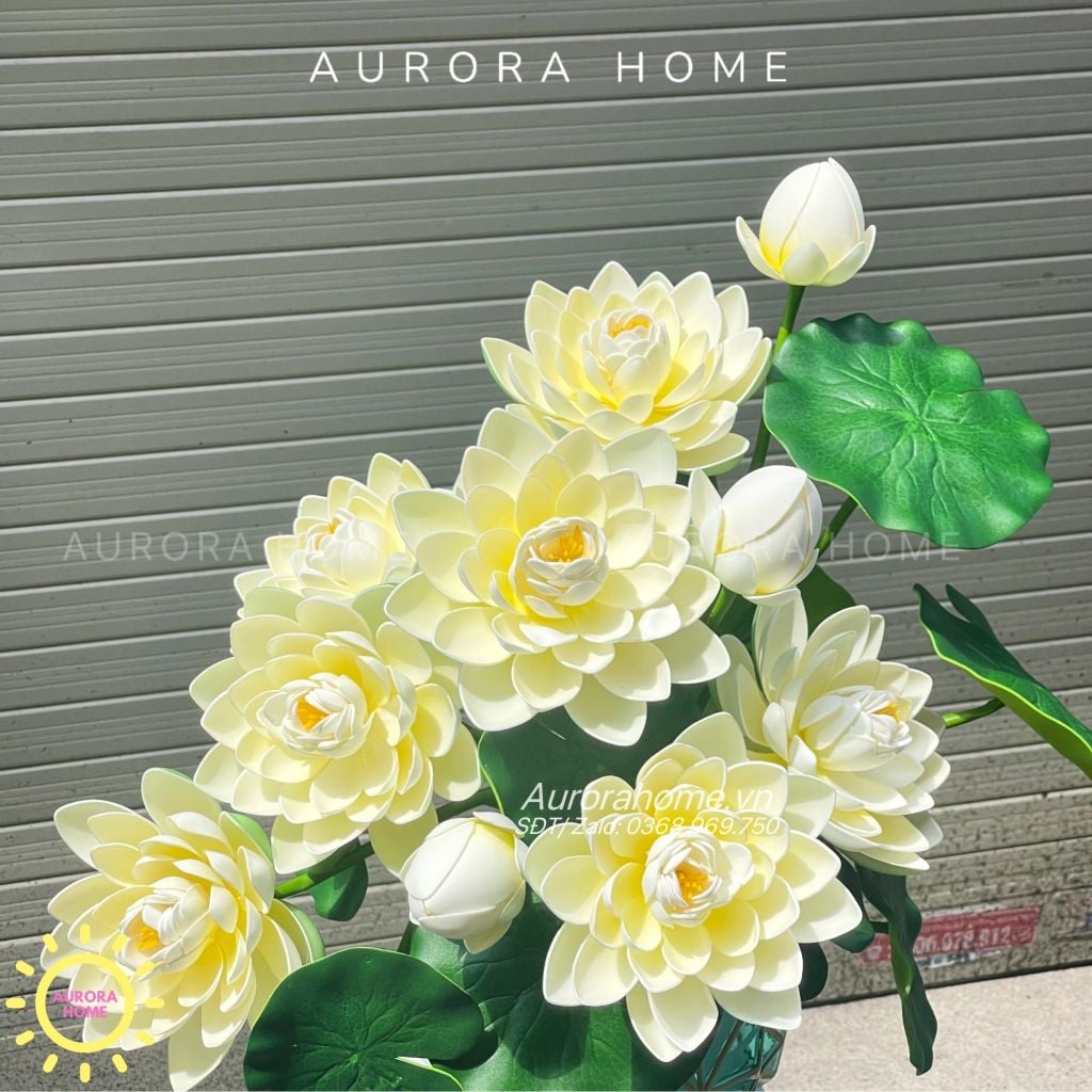 Bình hoa sen giả Liên Thanh để bàn thờ trang nghiêm