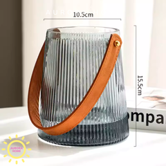 Bình thuỷ tinh Lilie quai da cao cấp (Xám)