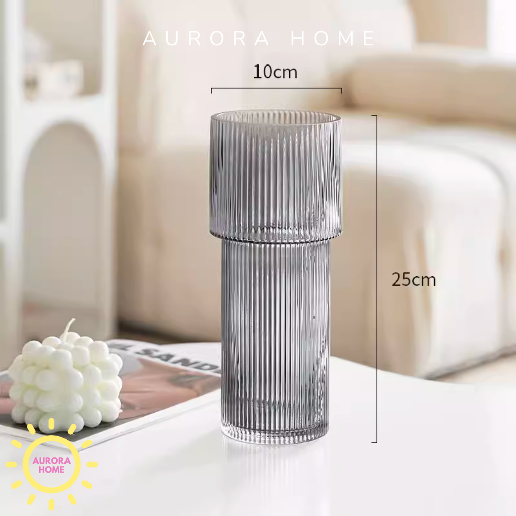 Bình thuỷ tinh Irene lưới soc tròn cao cấp (Xám)