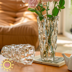 Bình thuỷ tinh Daisy vân kim cương cao cấp (Trắng)