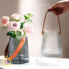 Bình thuỷ tinh Lilie quai da cao cấp (Xám)