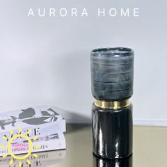 Bình thủy tinh cắm hoa xám trụ tròn phong cách Bắc Âu