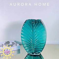 Bình thủy tinh cắm hoa vân chiếc lá hai màu Fanchon